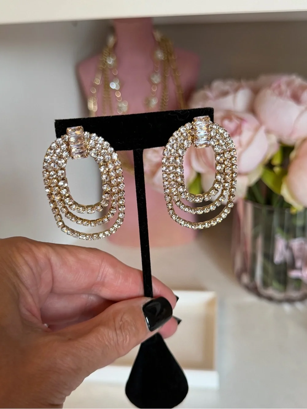 Nordstrom Sparkling Gold Crystal 2 inch Drop Earrings - Gold